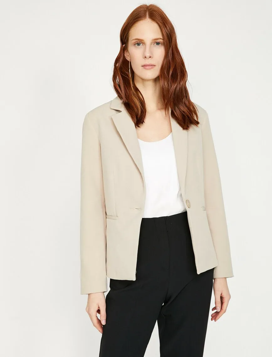 14959 Beige Classic Collar Jacket