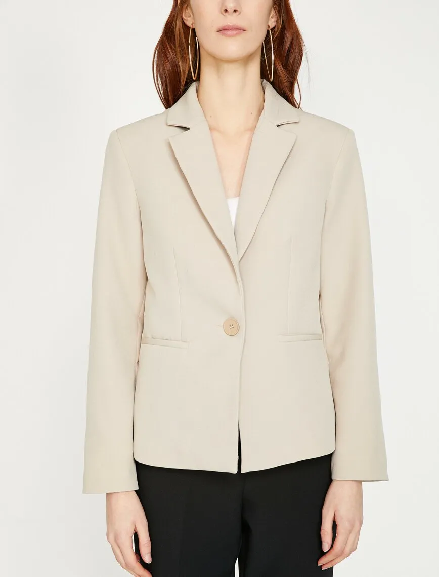 14959 Beige Classic Collar Jacket