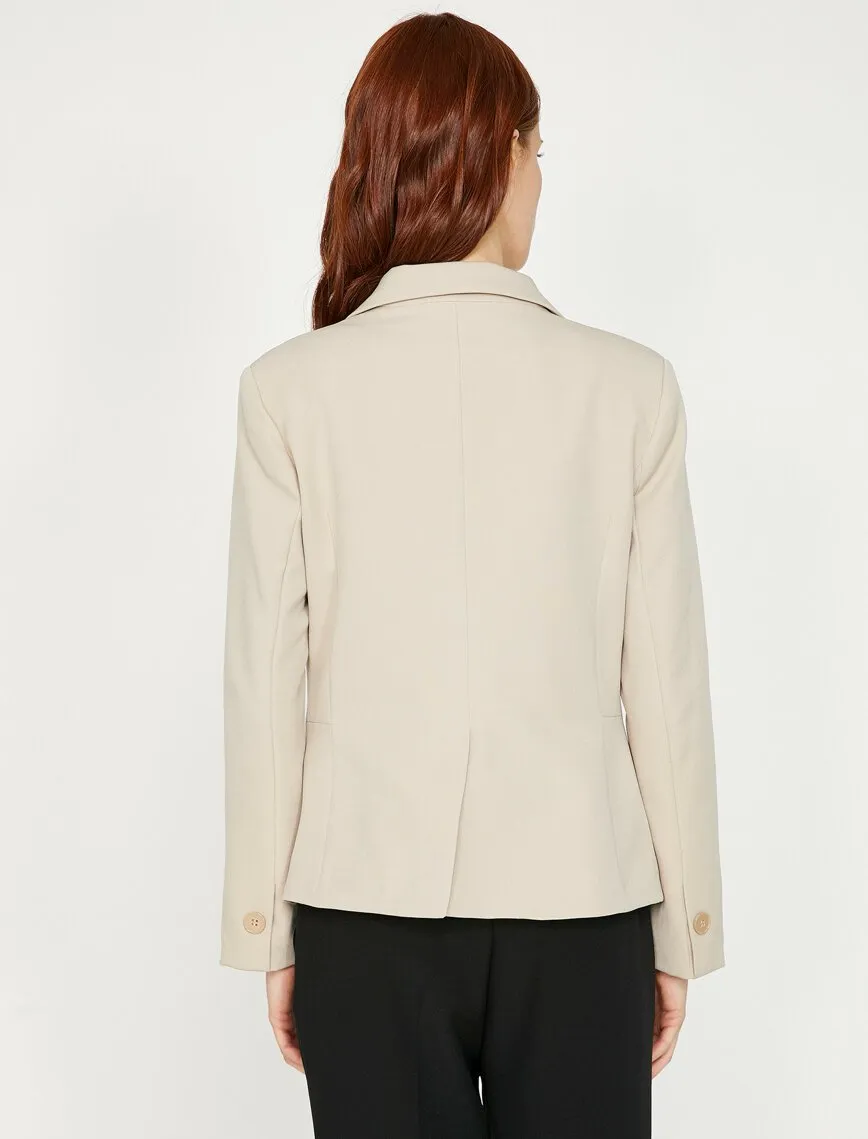 14959 Beige Classic Collar Jacket