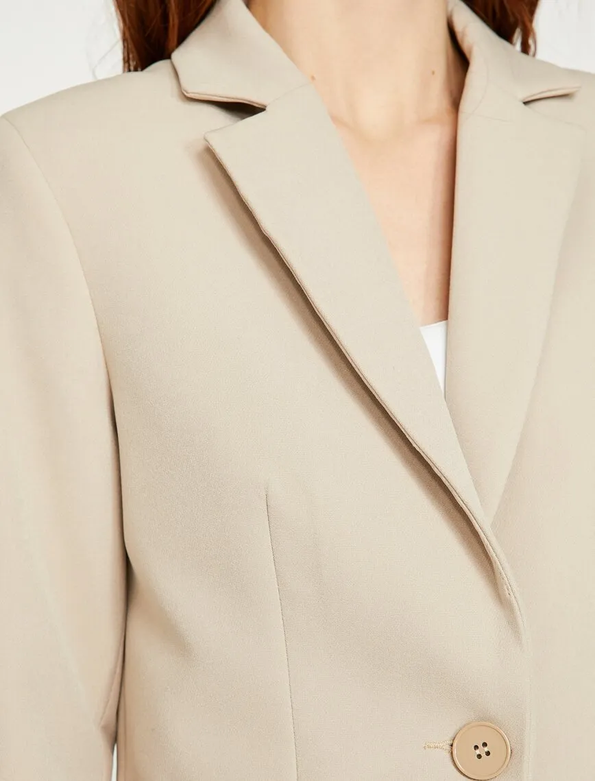 14959 Beige Classic Collar Jacket