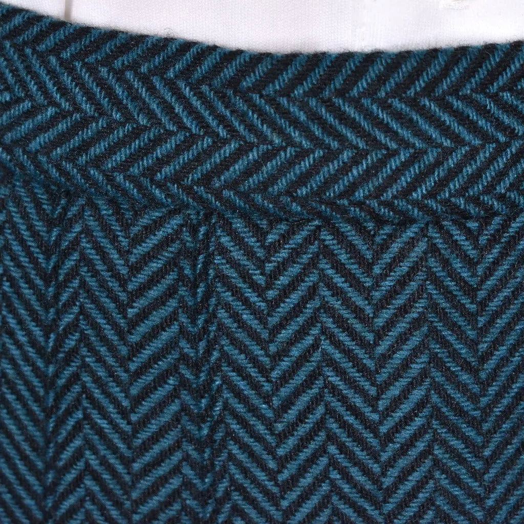 1970s Teal Herringbone Skirt