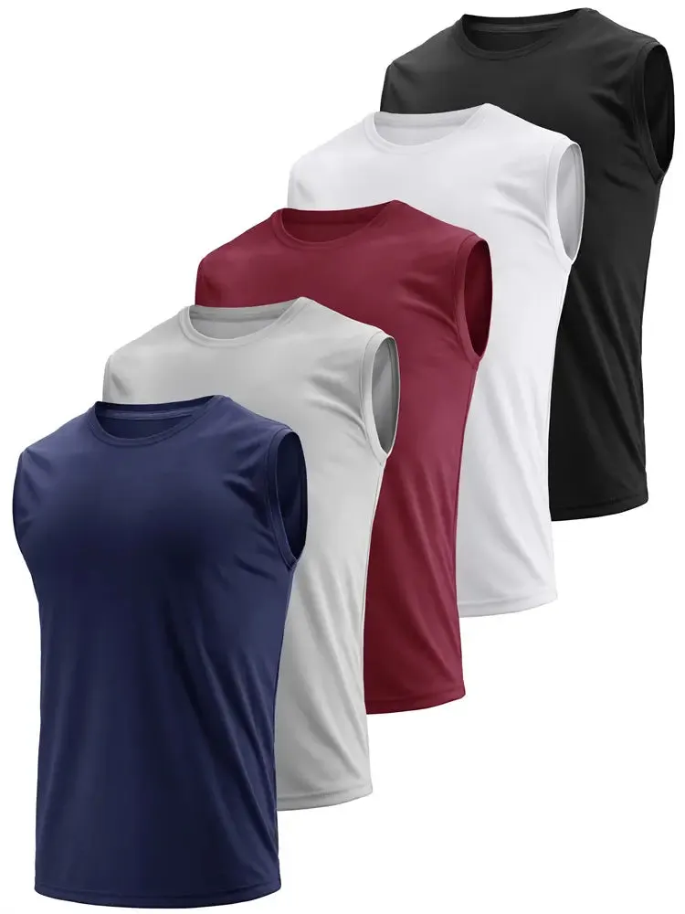 5 Pcs Men's Quick Dry Sleeveless Shirts