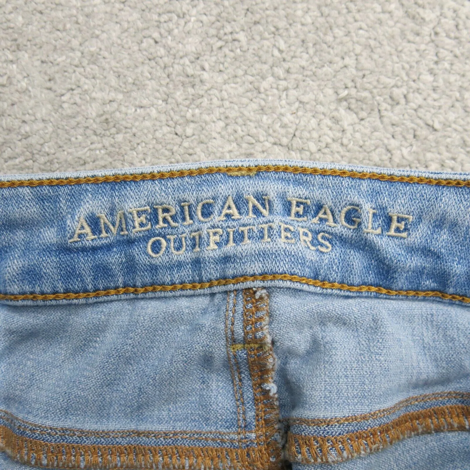 American Eagle Jeans Womens 4 Reg Blue Skinny Denim Stretch Distressed Low Rise