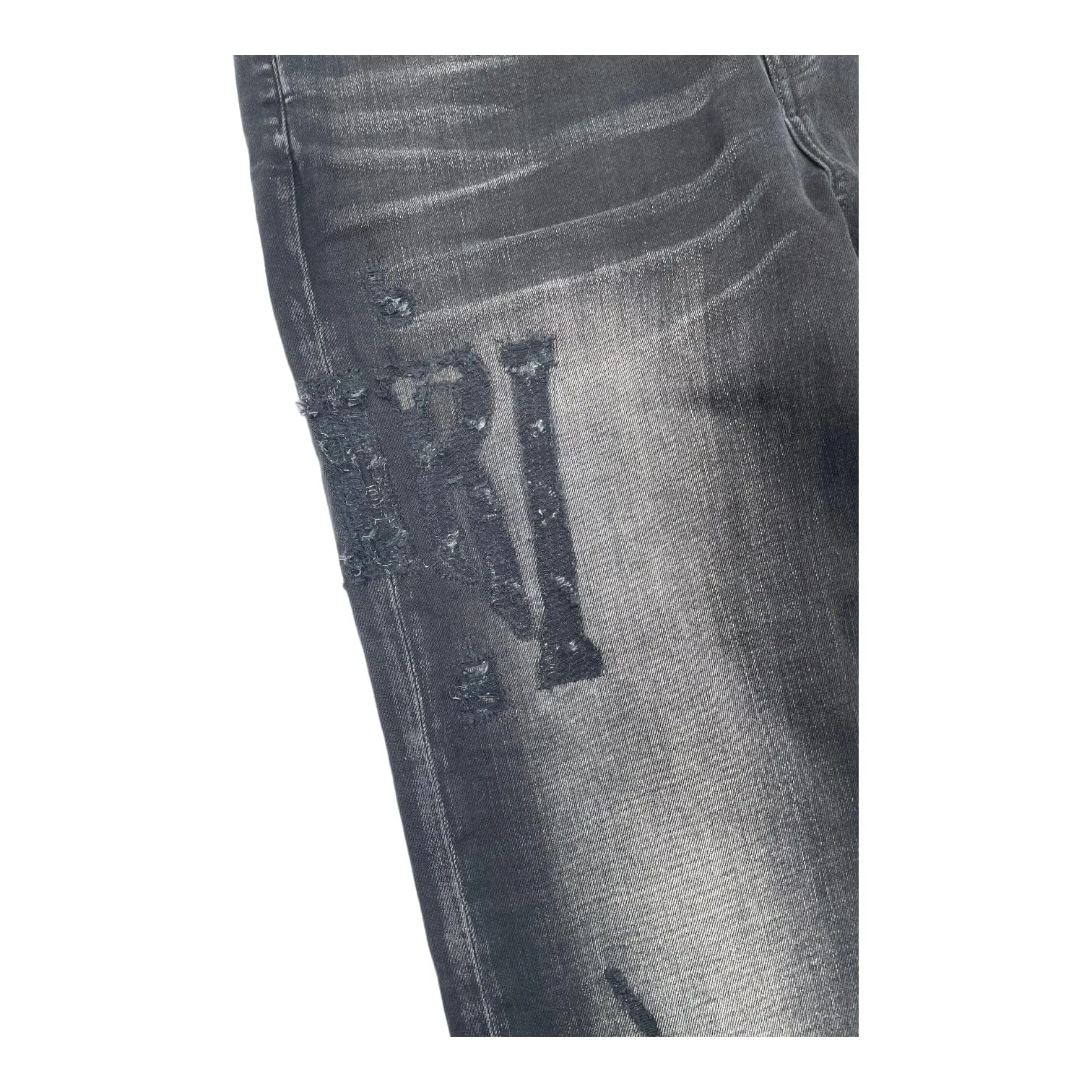 Amiri Distressed Logo Jeans Aged Black