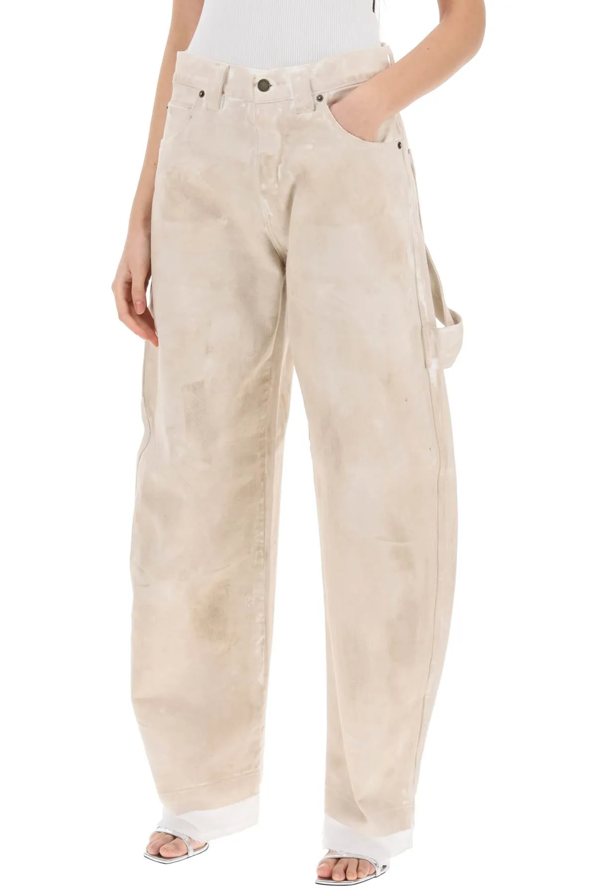 audrey marble-effect cargo jeans