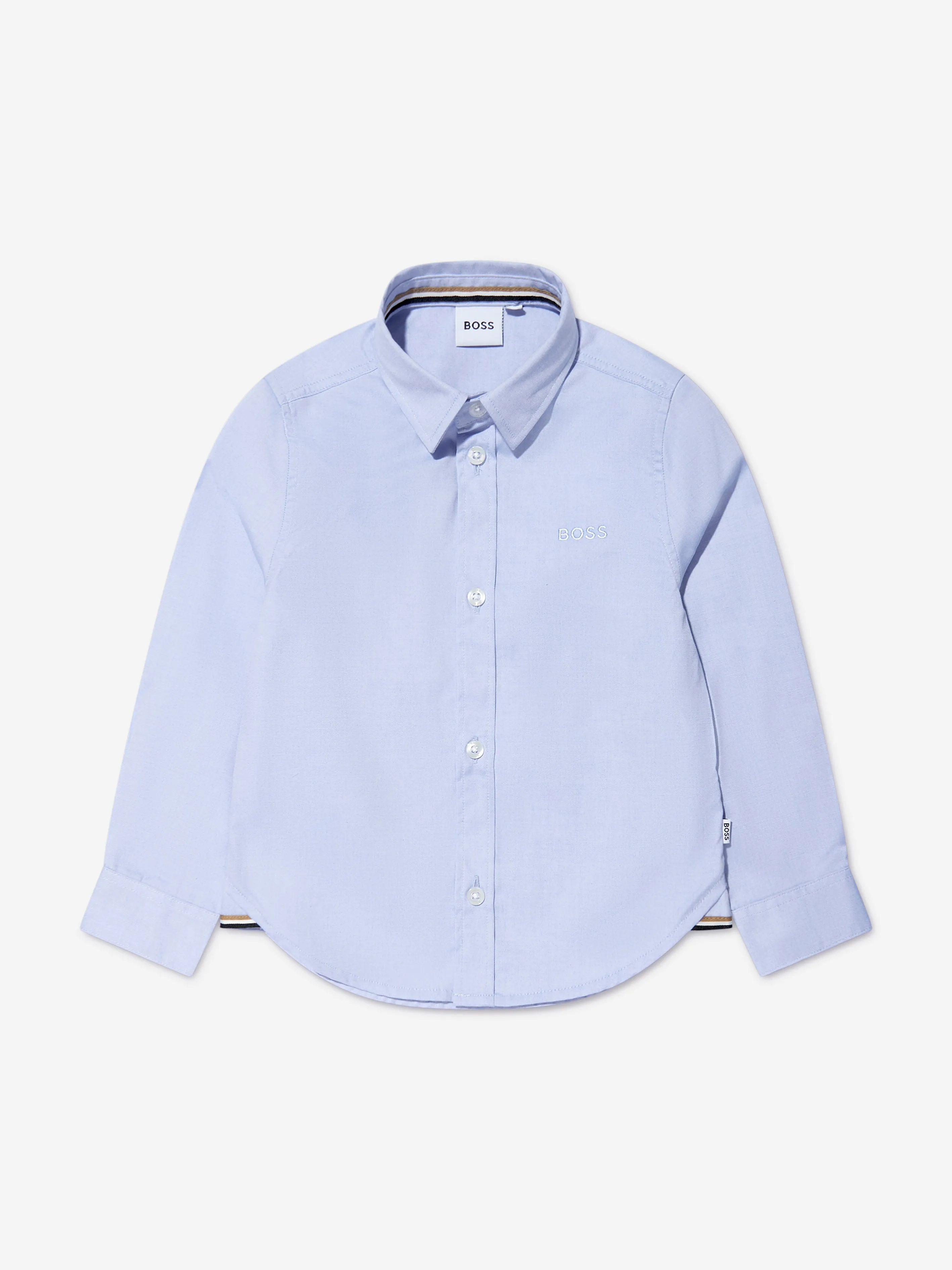 BOSS Boys Long Sleeve Oxford Shirt In Blue