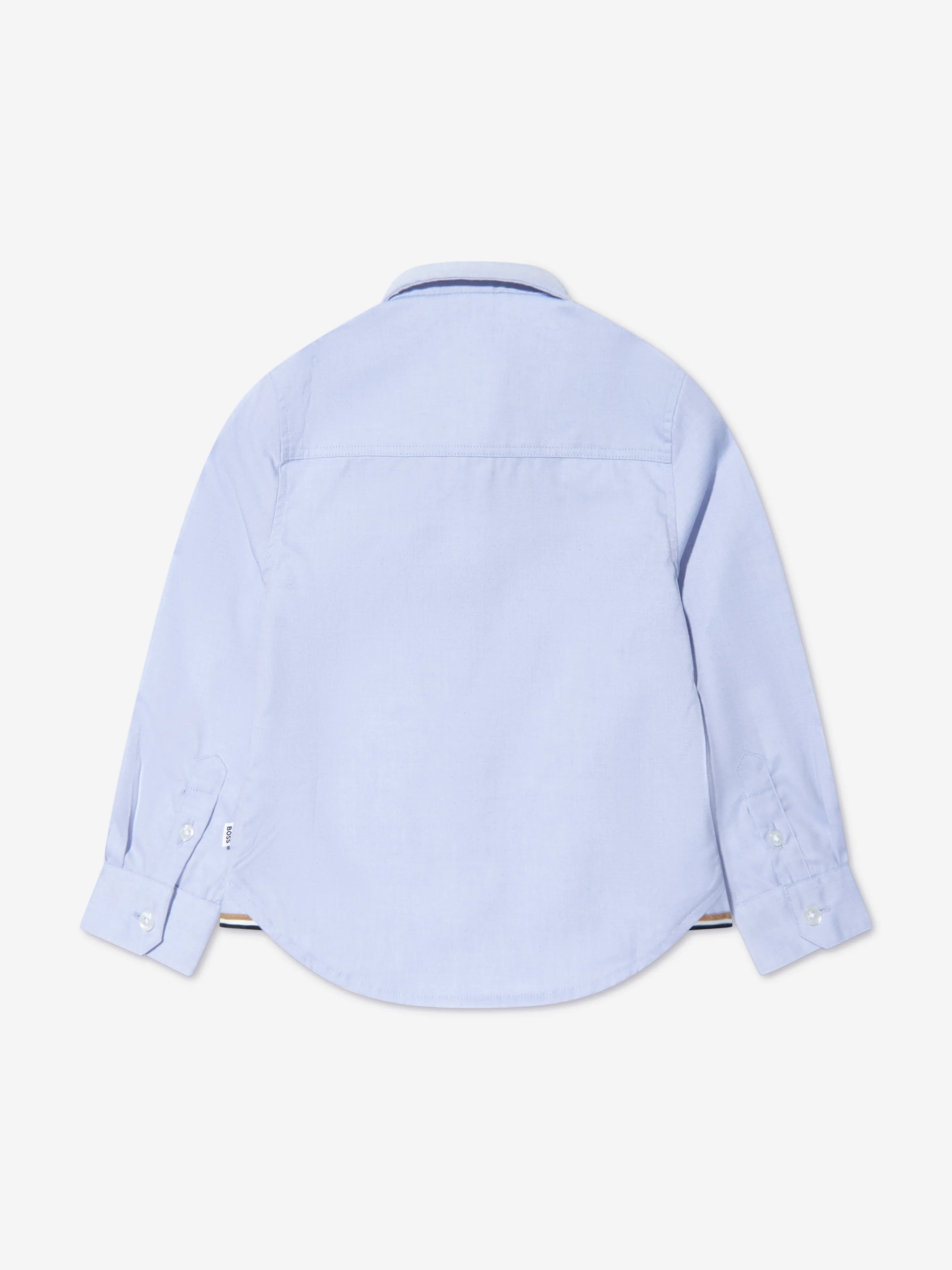 BOSS Boys Long Sleeve Oxford Shirt In Blue