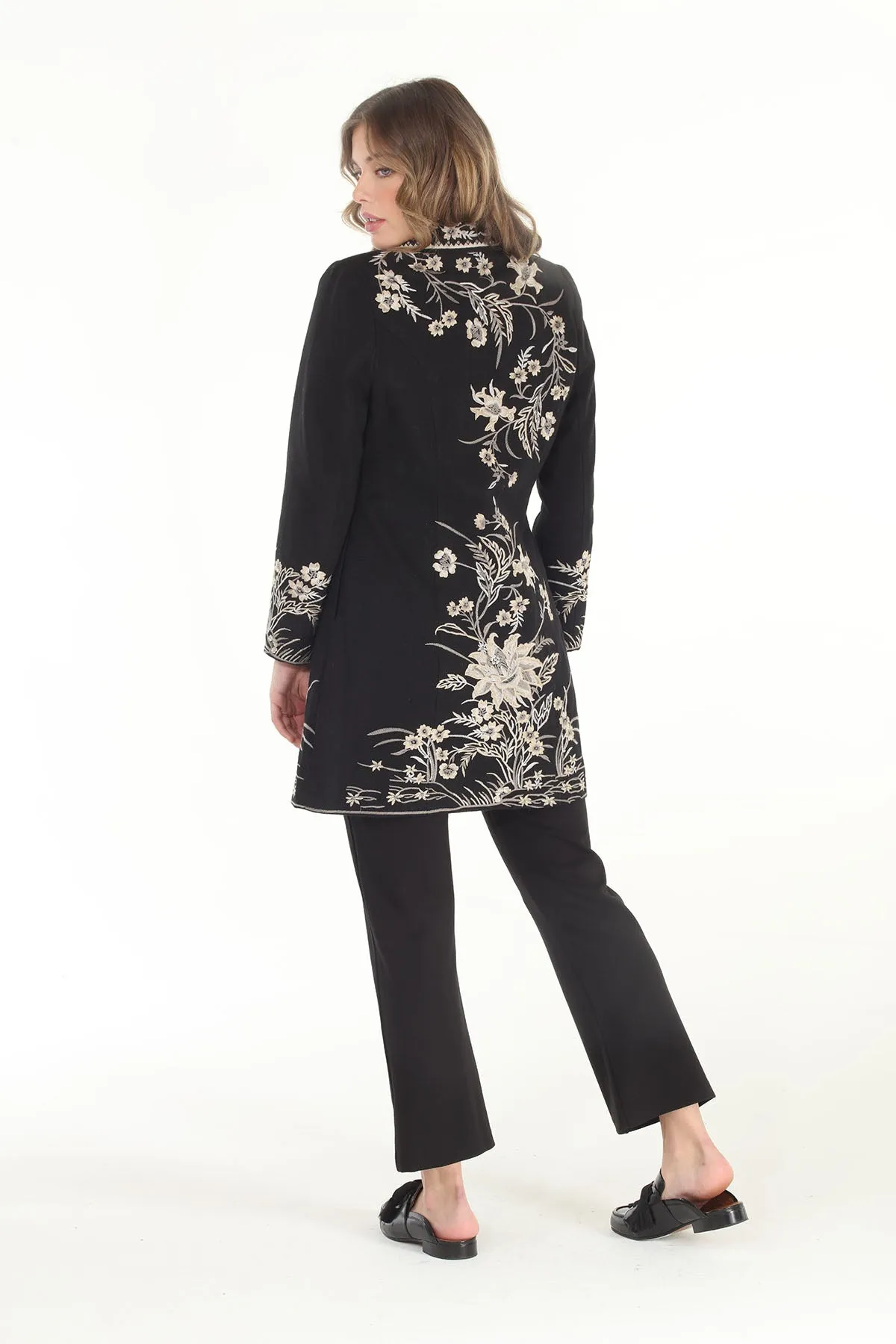 Champagne Floral Embroidered Coat