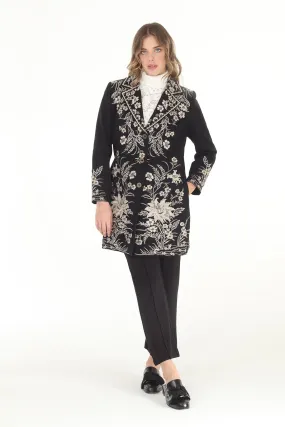 Champagne Floral Embroidered Coat