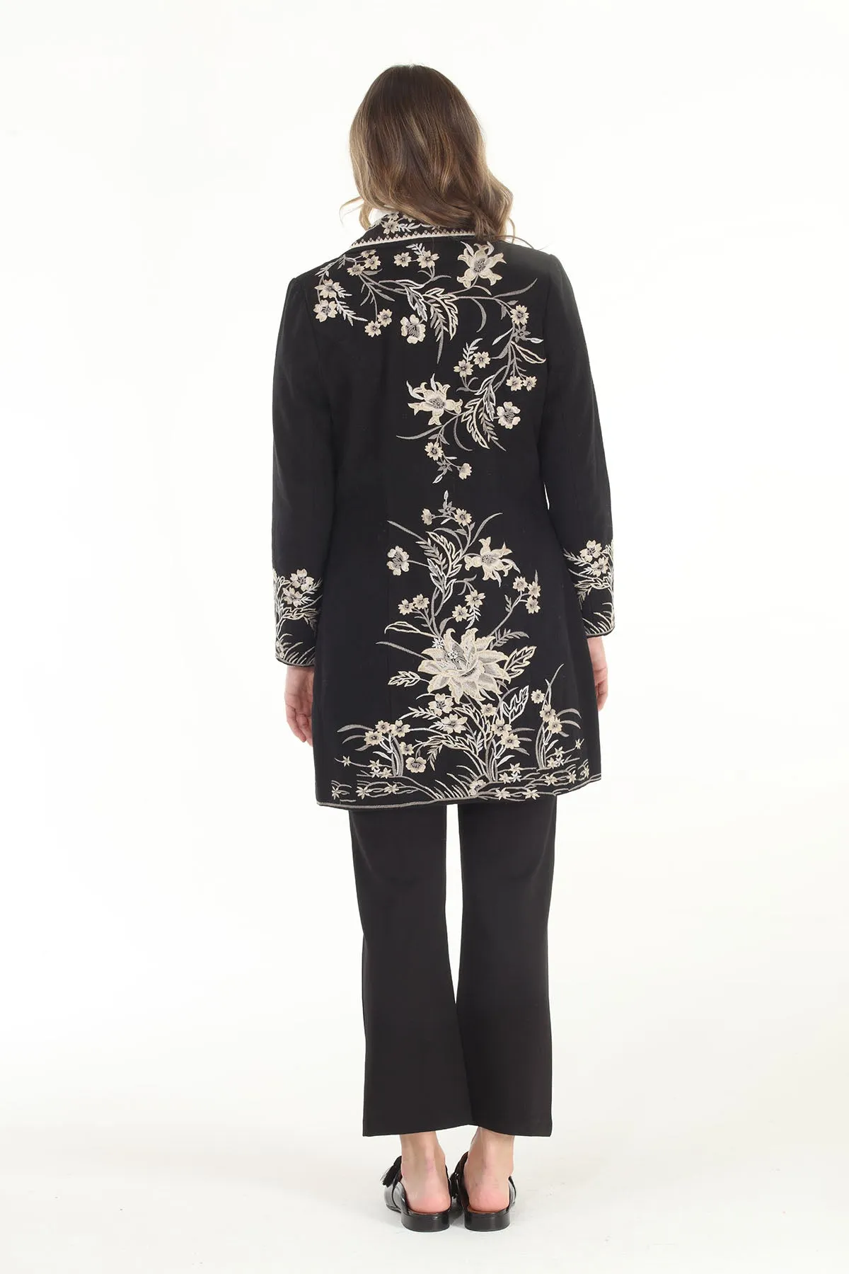 Champagne Floral Embroidered Coat