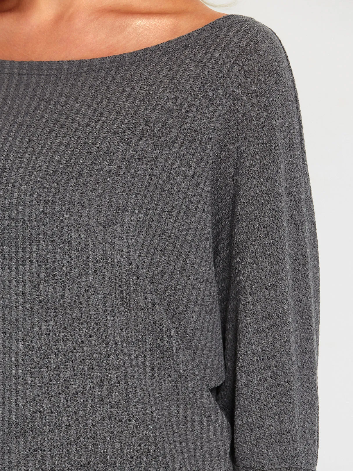 Custom Off The Shoulder Plain Long Sleeve Grey T-Shirts