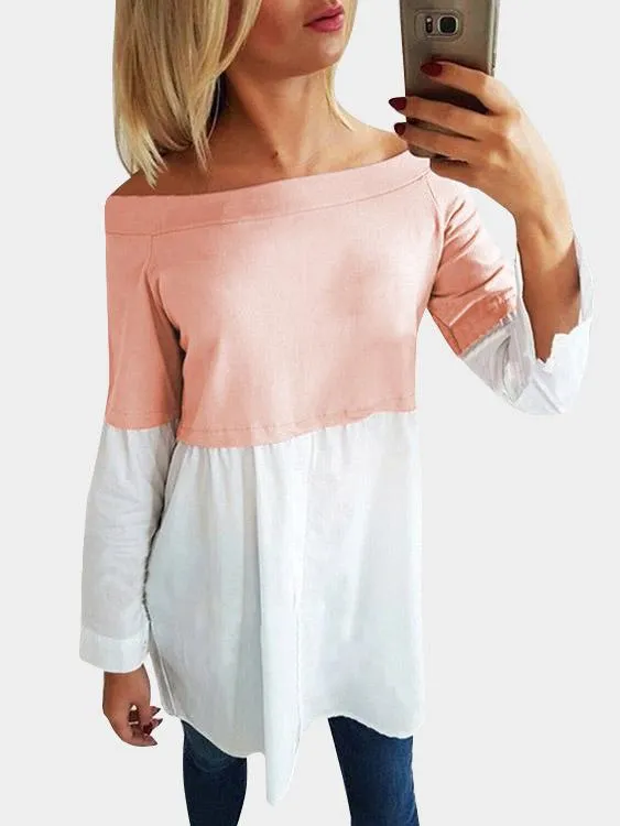 Custom Off The Shoulder Plain Long Sleeve T-Shirts