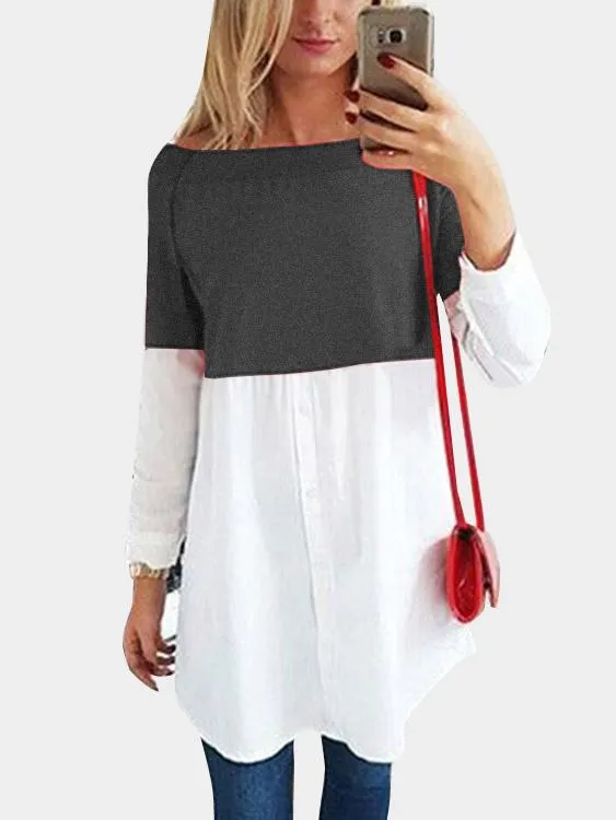 Custom Off The Shoulder Plain Long Sleeve T-Shirts