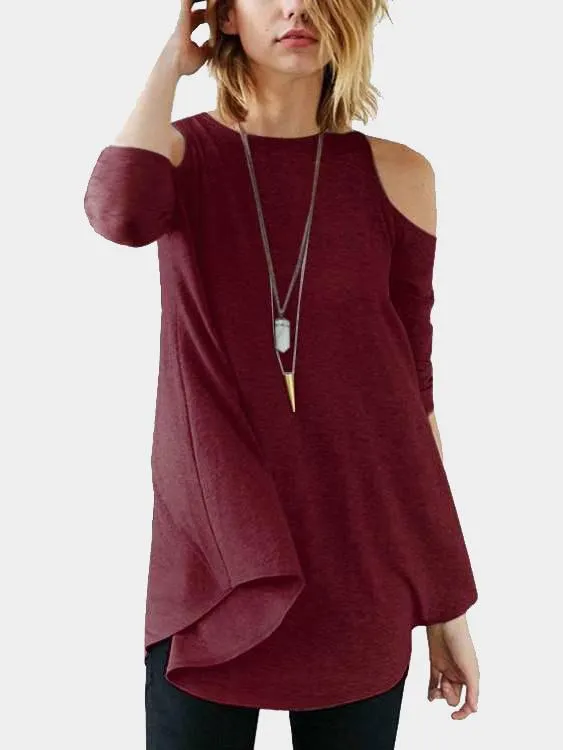 Custom Plain 3/4 Sleeve Irregular Hem Top