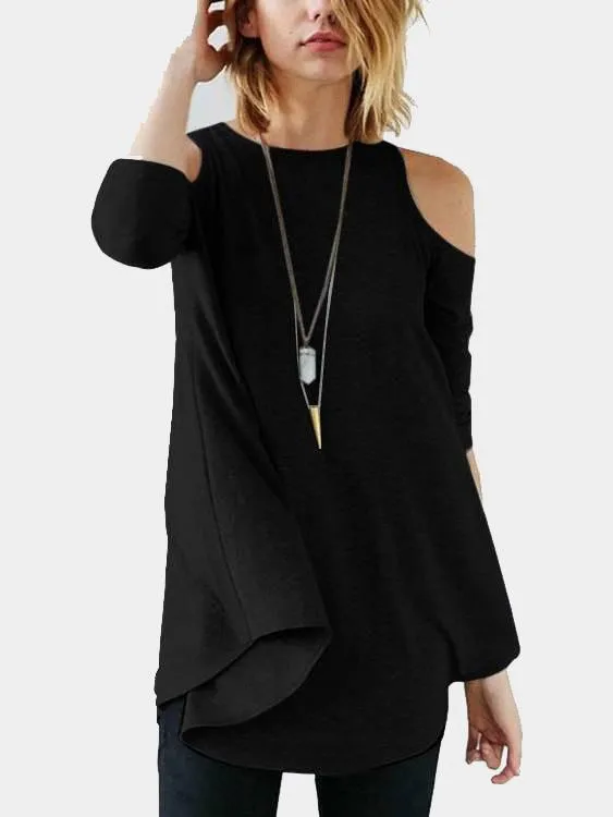 Custom Plain 3/4 Sleeve Irregular Hem Top