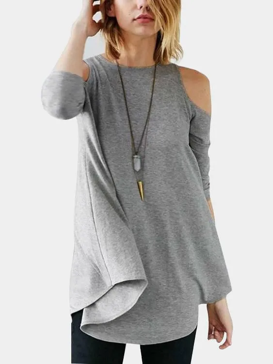 Custom Plain 3/4 Sleeve Irregular Hem Top