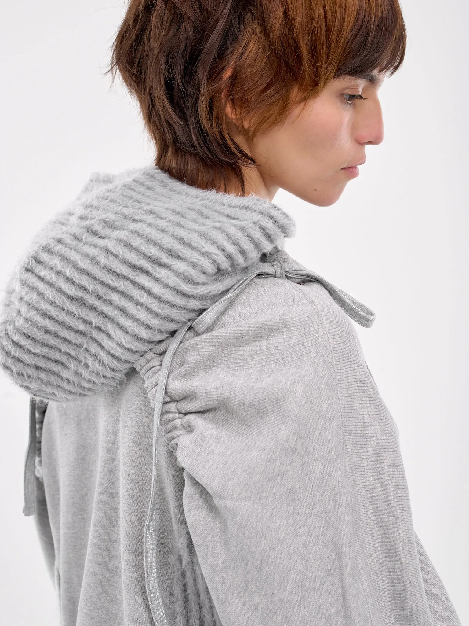 Cut-Out Shirring Hoodie (ATB1193W-GREY)