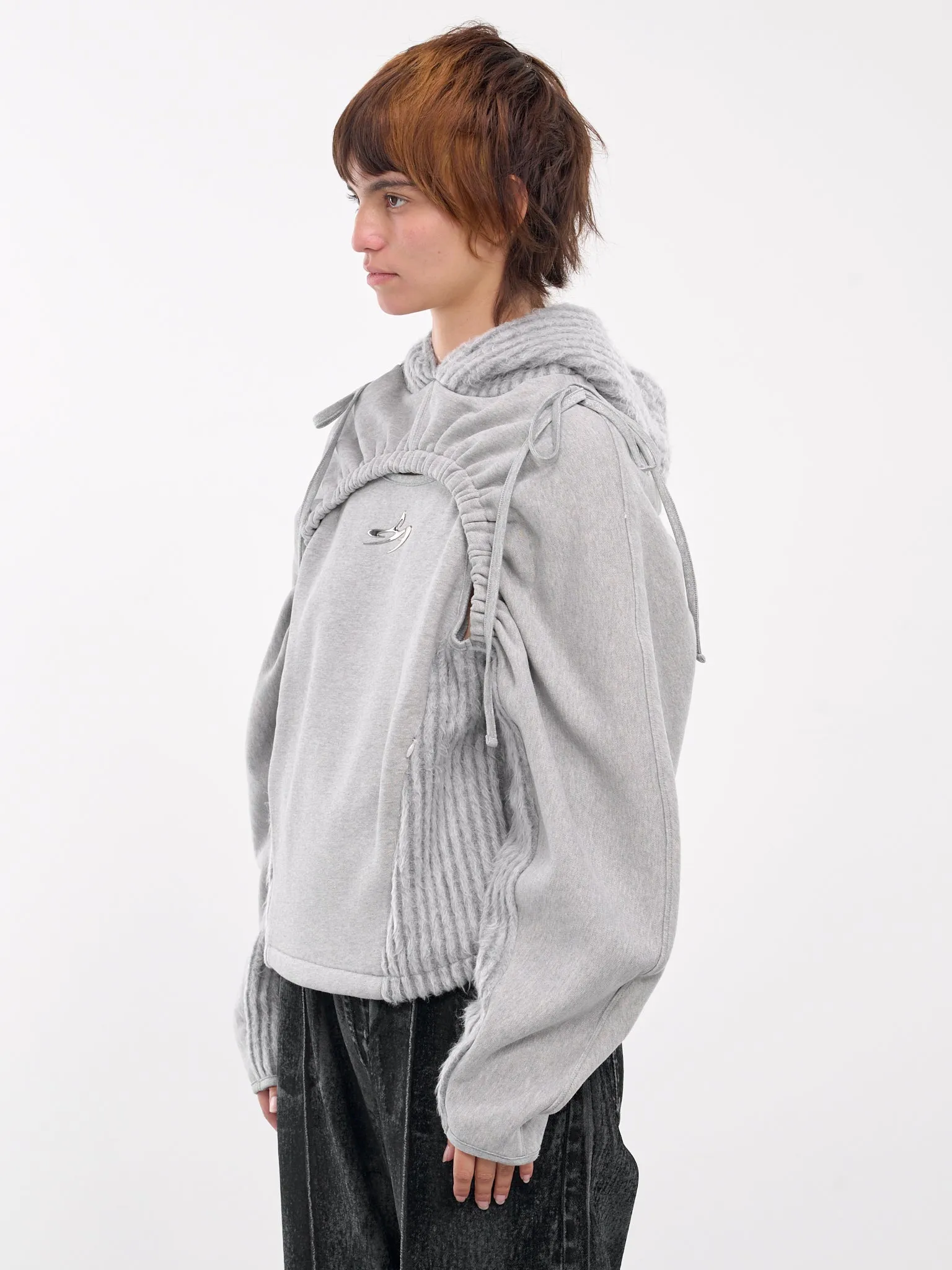 Cut-Out Shirring Hoodie (ATB1193W-GREY)