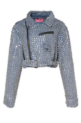 DENIM-GAZETTE PLUS SIZE MOTO JACKET