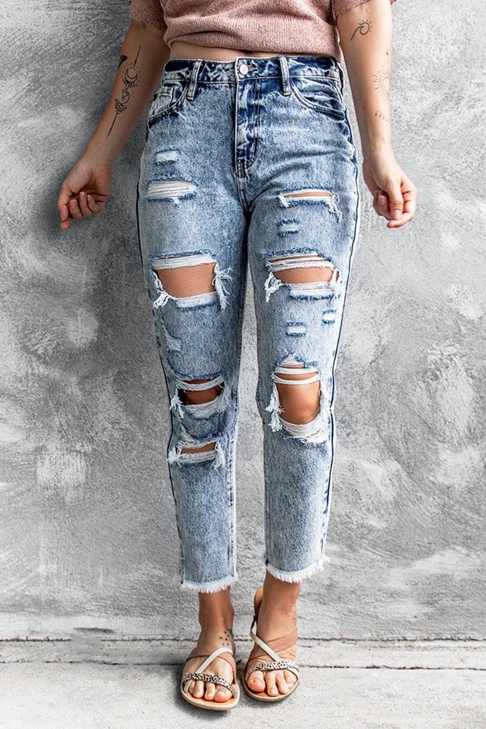 Distressed Acid Wash Jeans