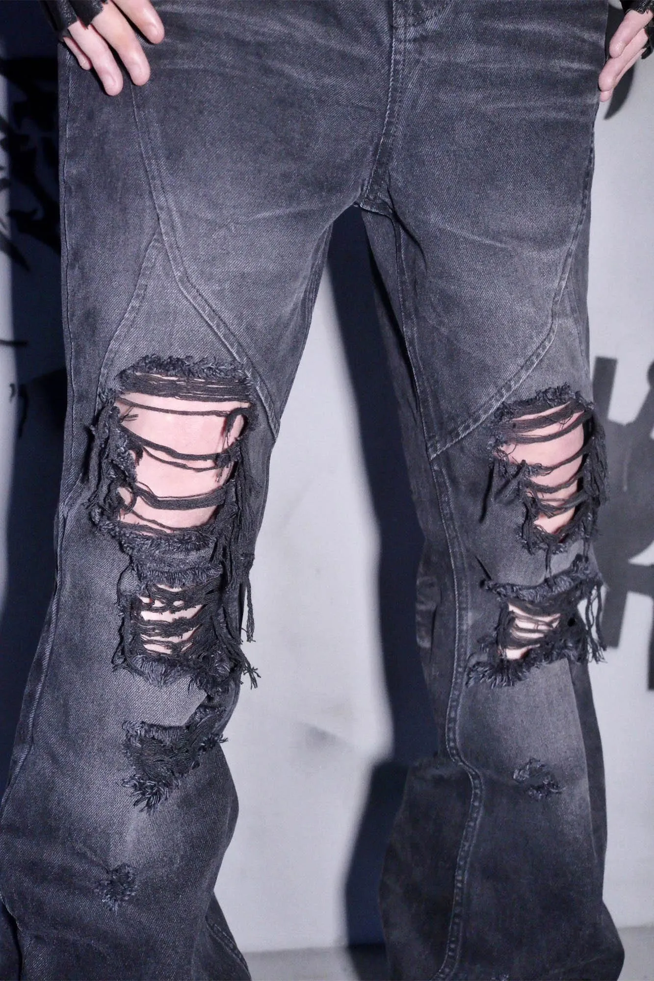 Distressed Black Punk Jeans