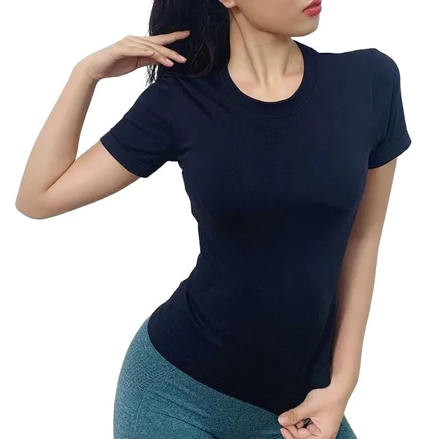 Elastic Breathable Women's Letter Print Short Sleeve Sport Shirts