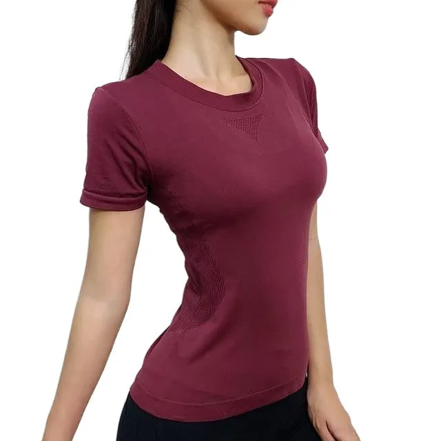 Elastic Breathable Women's Letter Print Short Sleeve Sport Shirts