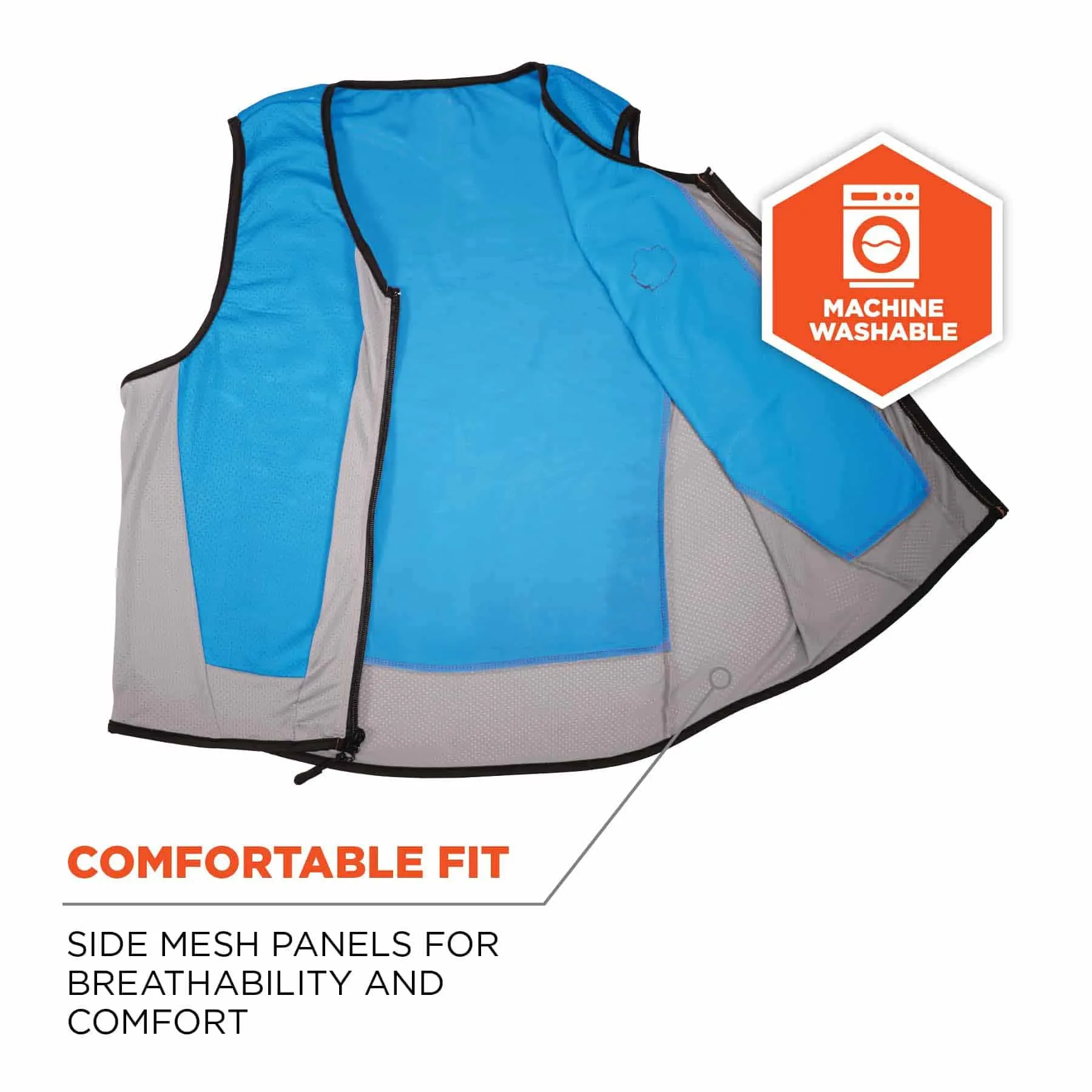 Ergodyne 12696 6667 2XL Blue Wet Evaporative Cooling Vest - PVA - Zipper