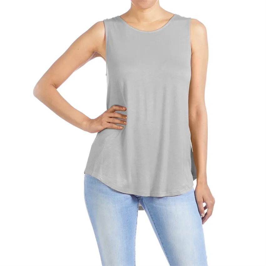 Erin Pleat Back Tank - Light Grey