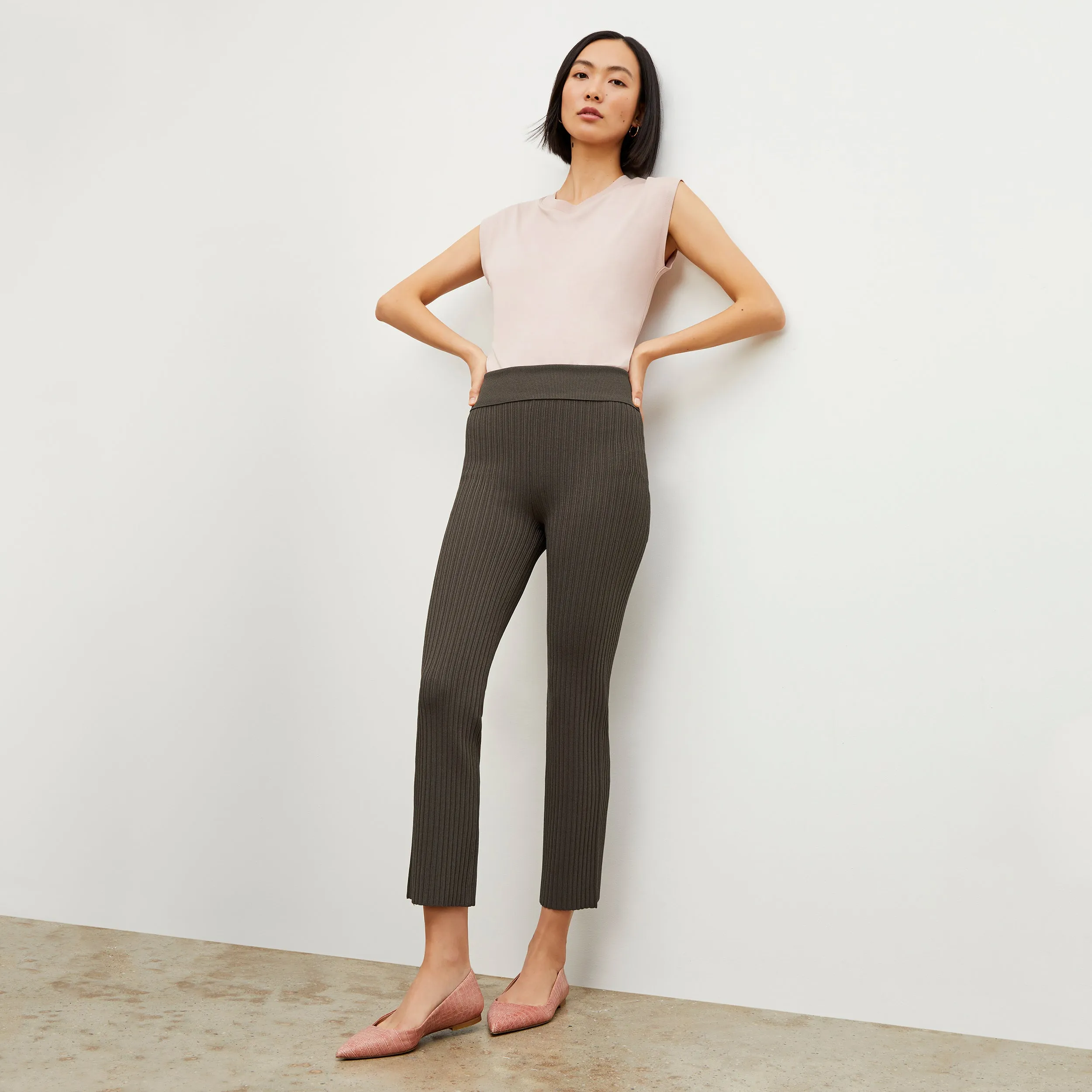 Finley Stretch Pant - Ribbed Jardigan Knit :: Ash