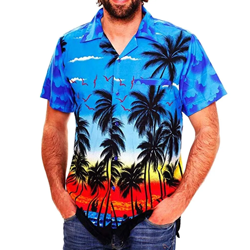 Hawaii Print Beach Short Sleeve Quick Dry Top Blouse