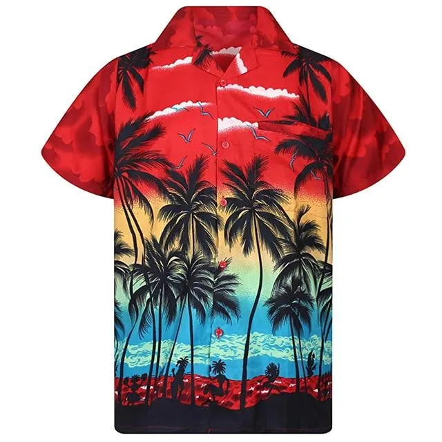 Hawaii Print Beach Short Sleeve Quick Dry Top Blouse