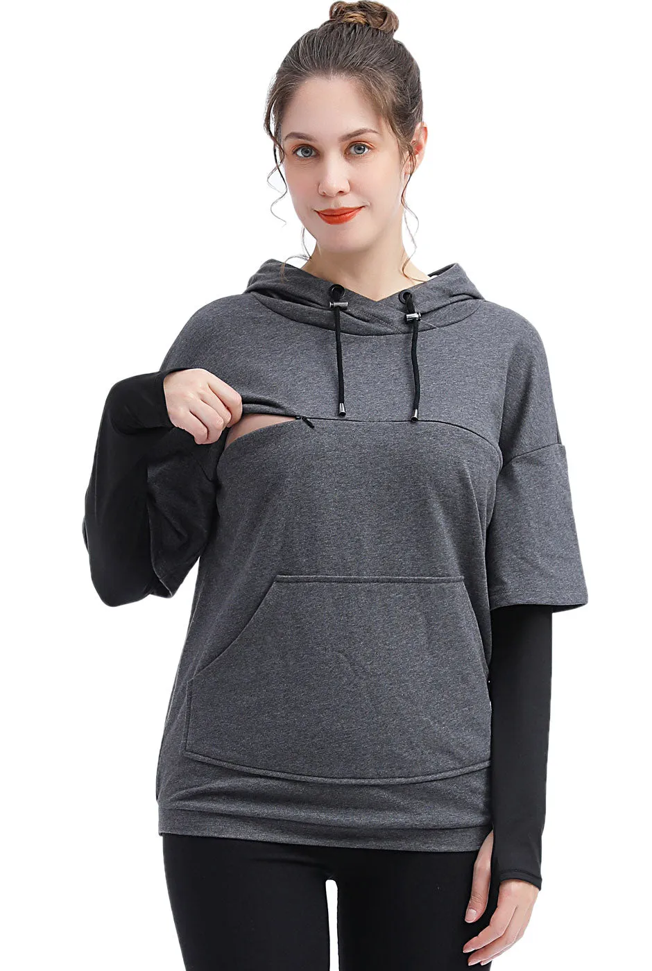 Kimi   Kai Maternity "Bobo" Nursing Performance Hoodie