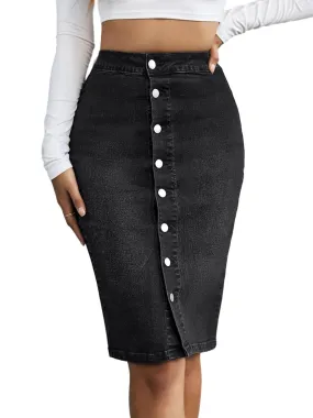 KOTTY Women's Denim Knee-Length Pencil Skirts