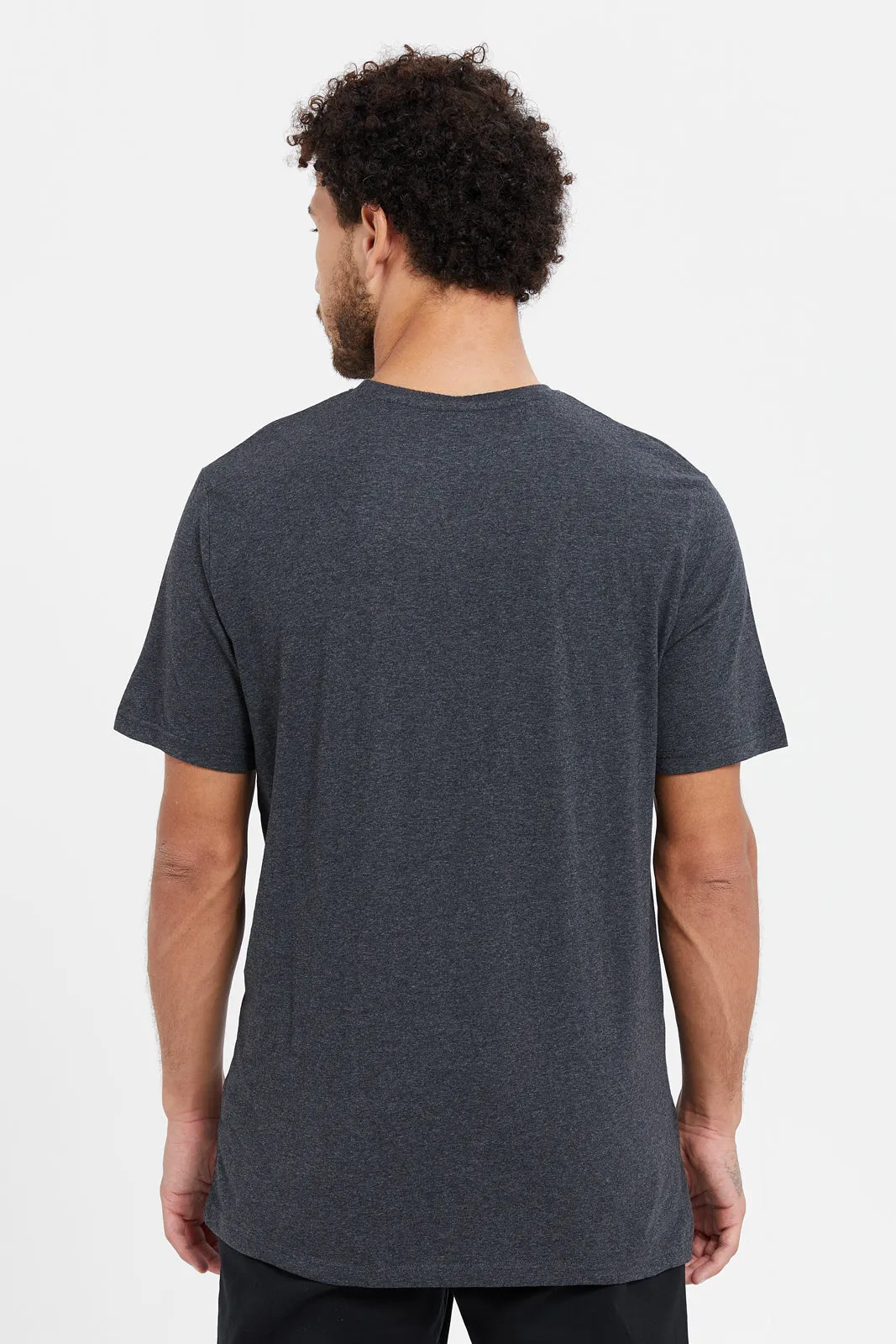 Men Charcoal Plain Short Sleeve T-Shirt