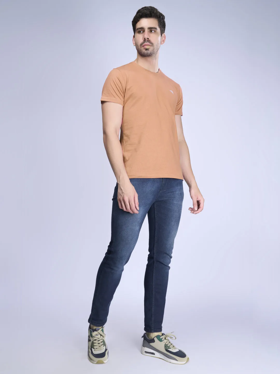 Men Cotton Orange Half Sleeves Expert Tee - ET4