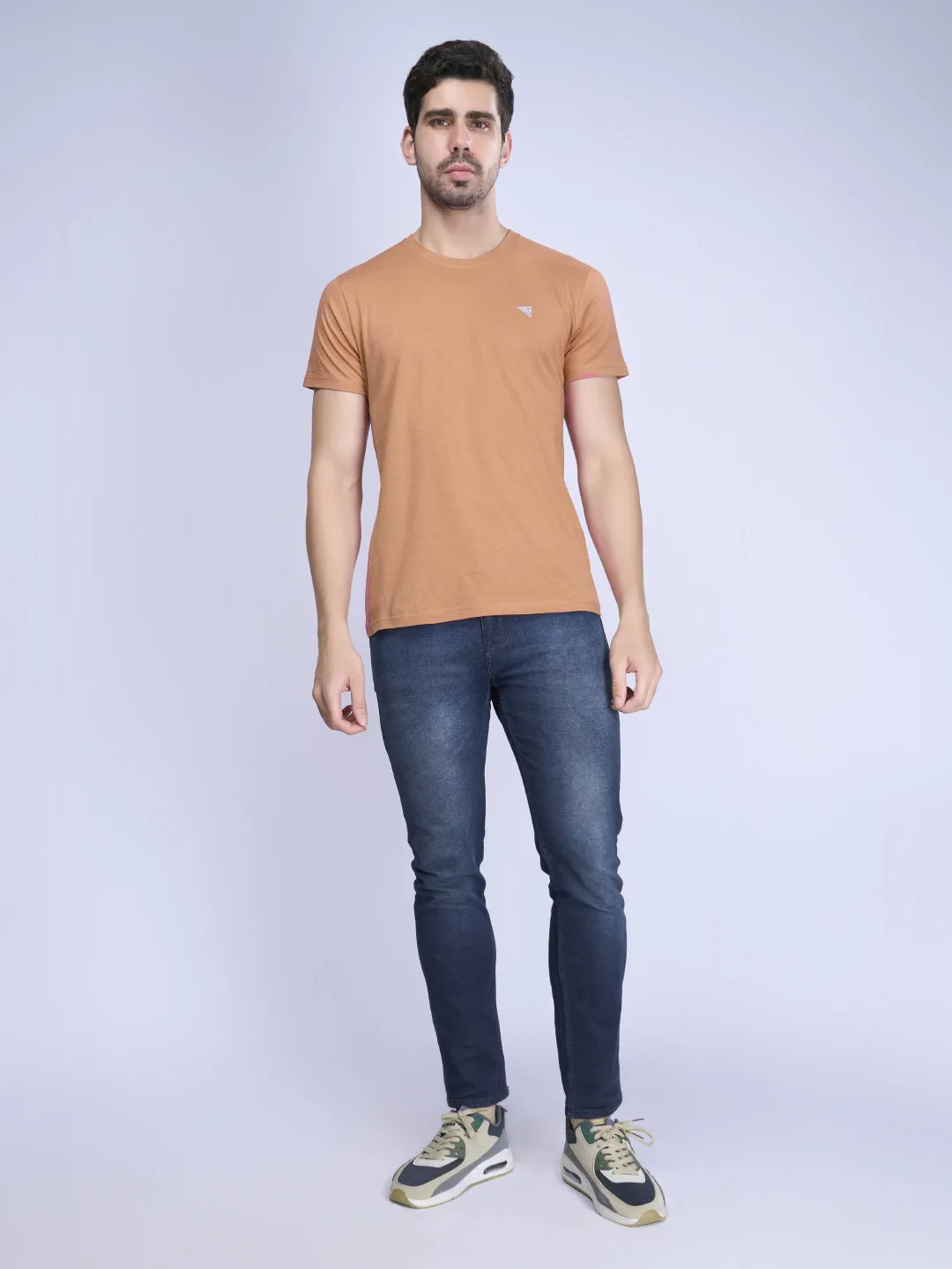 Men Cotton Orange Half Sleeves Expert Tee - ET4