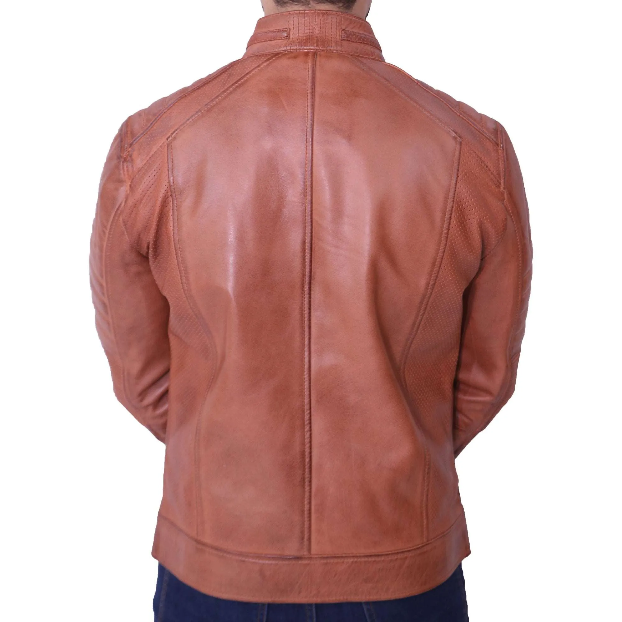 Men's Cafe Racer Brown Leather Jacket