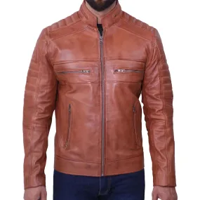 Men's Cafe Racer Brown Leather Jacket