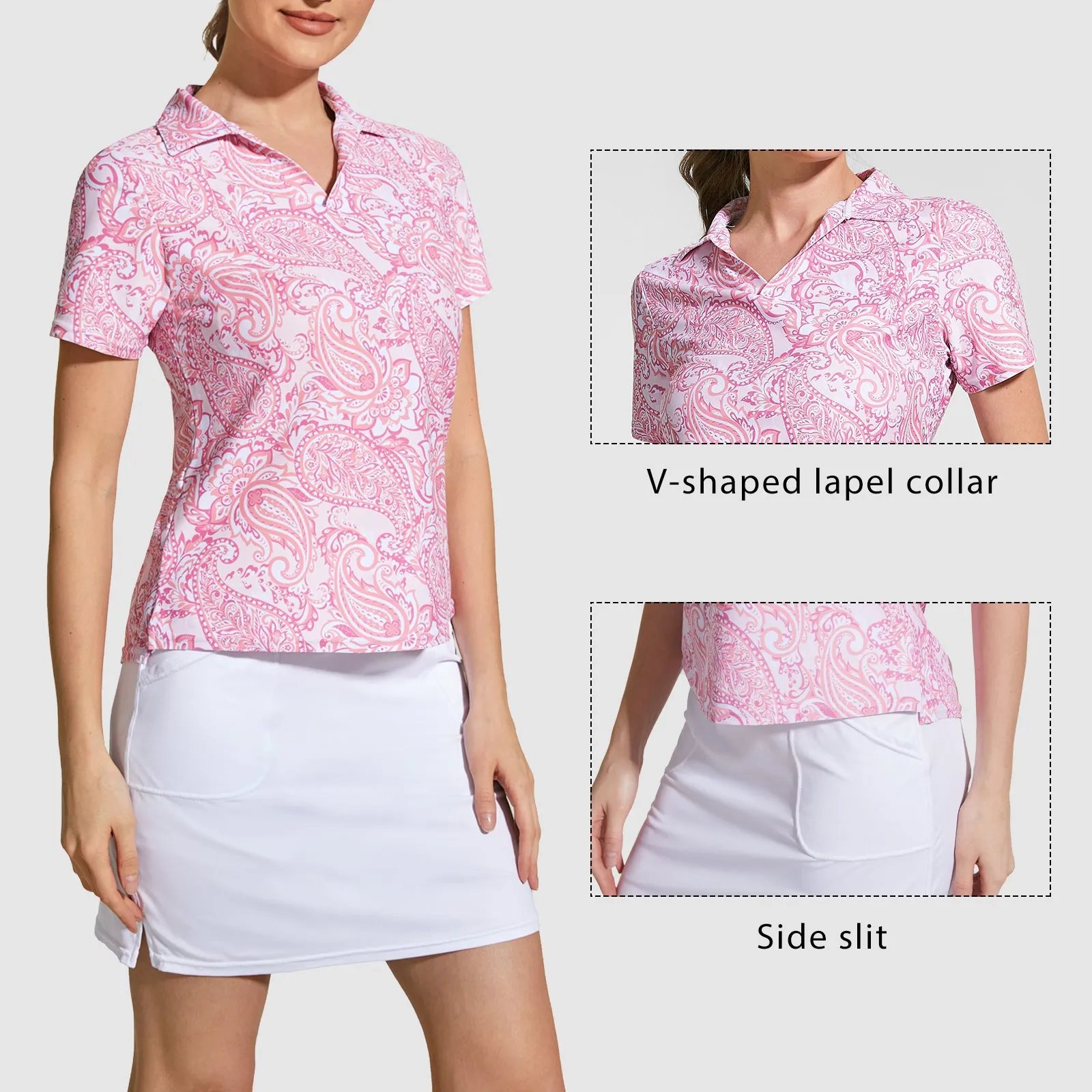 MOTEEPI Women's Short Sleeve Quick Dry Golf Shirt