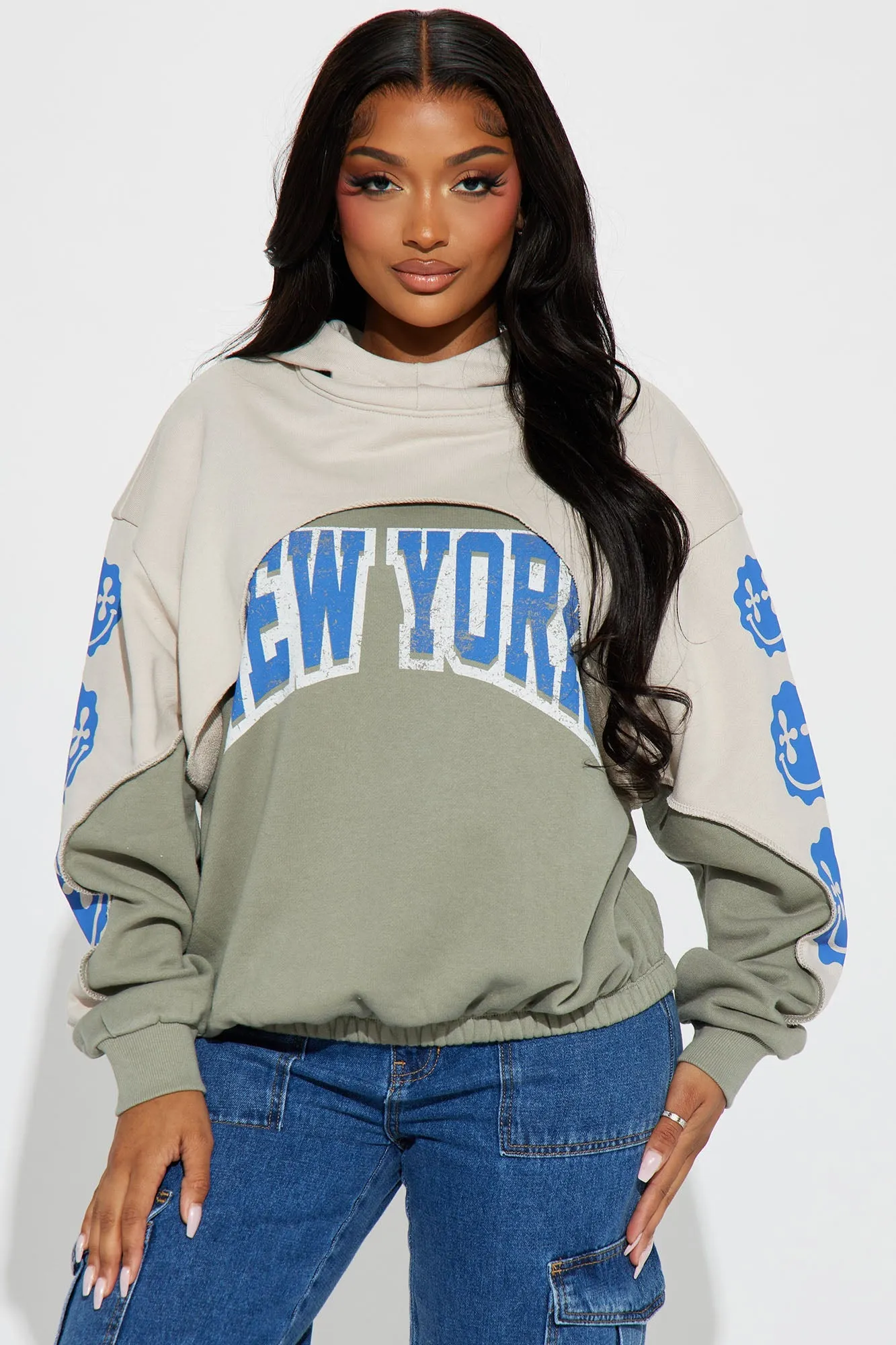 New York Layered Hoodie - Olive