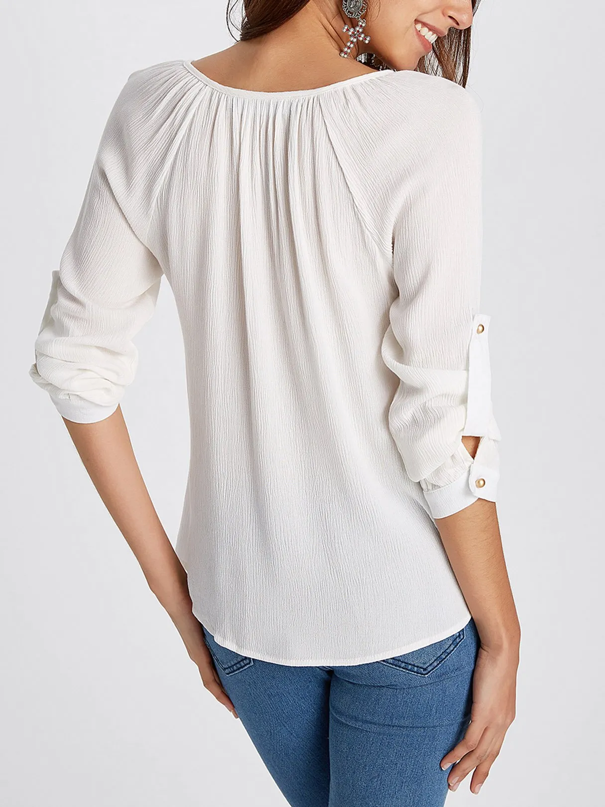 OEM ODM Round Neck Plain Long Sleeve White T-Shirts