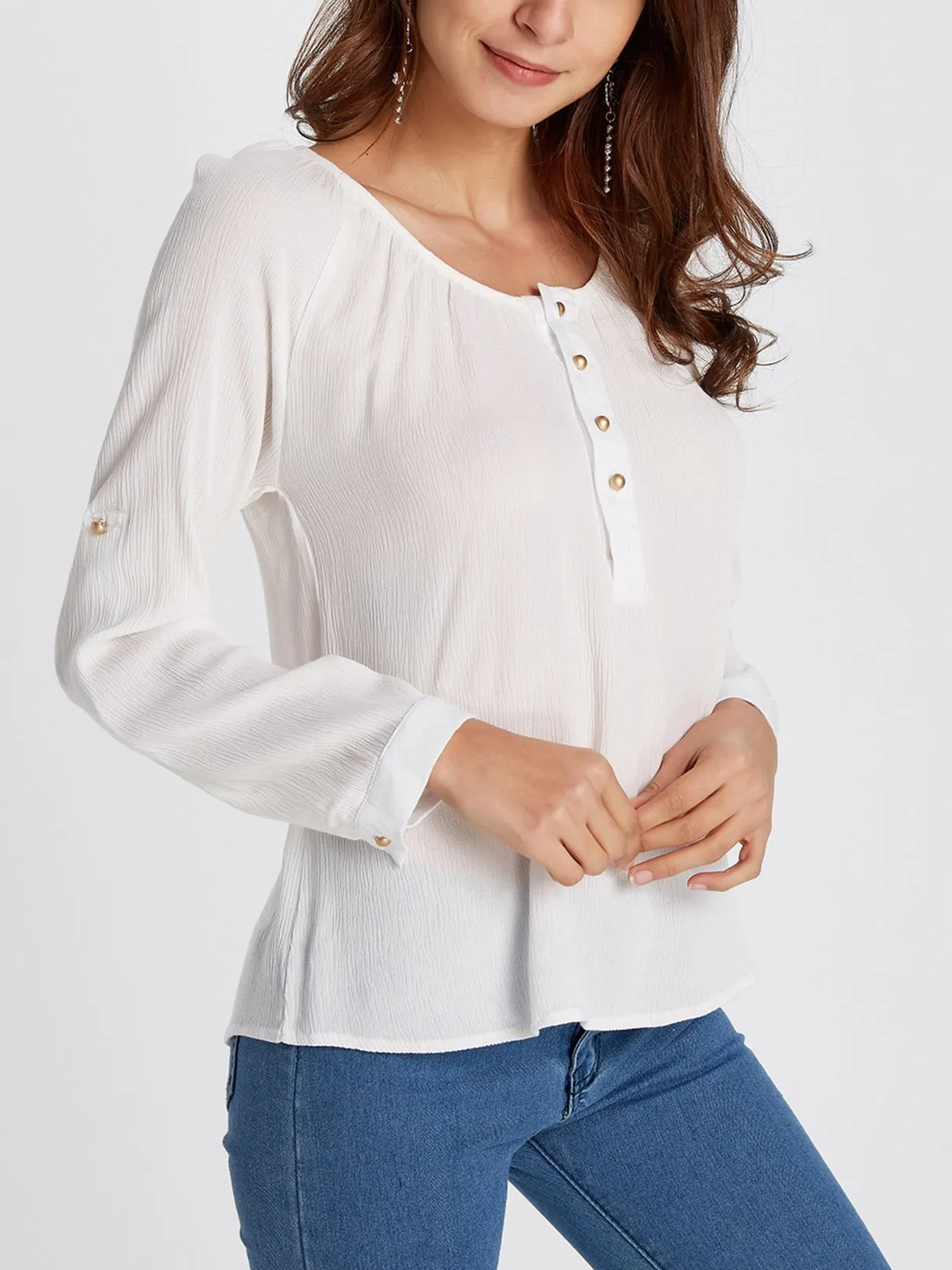 OEM ODM Round Neck Plain Long Sleeve White T-Shirts