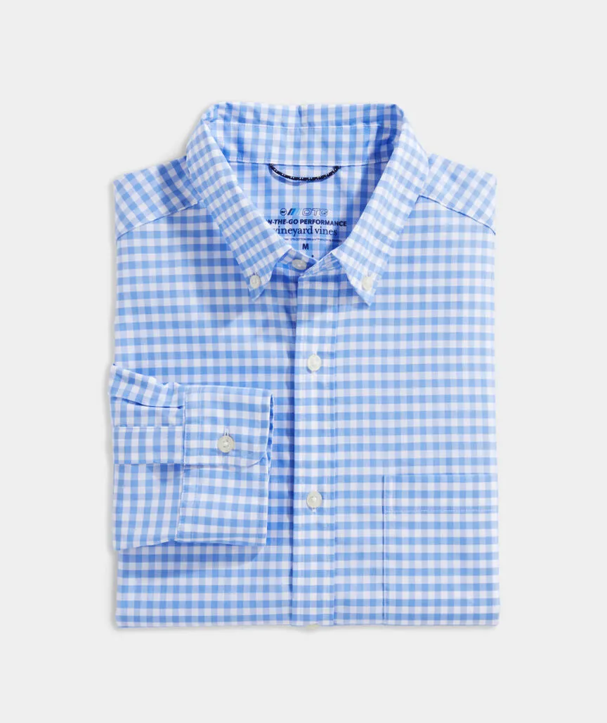 On-The-Go brrr° Gingham Shirt in Newport Blue by Vineyard Vines