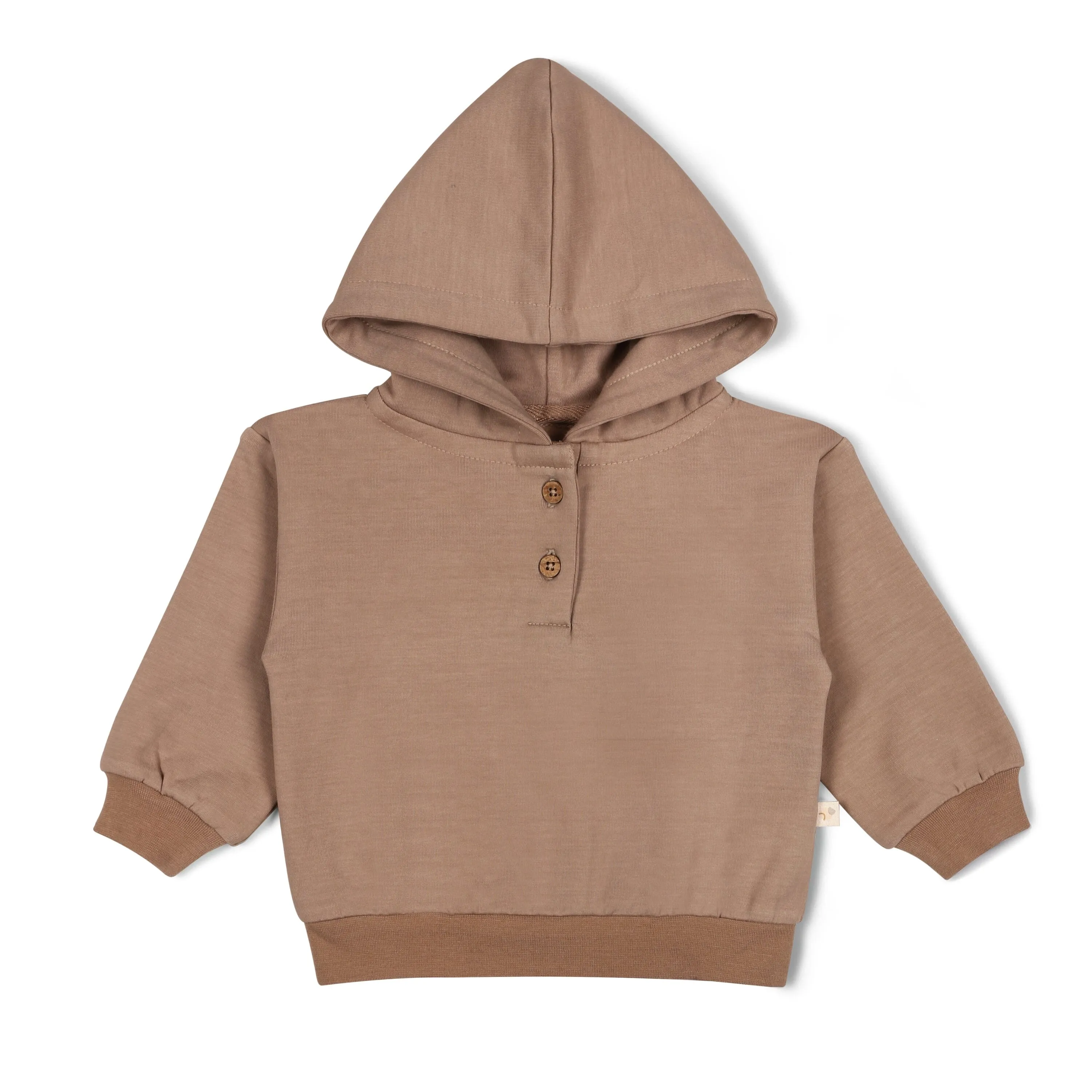 Organic Fleece Henley Hoodie | Taupe