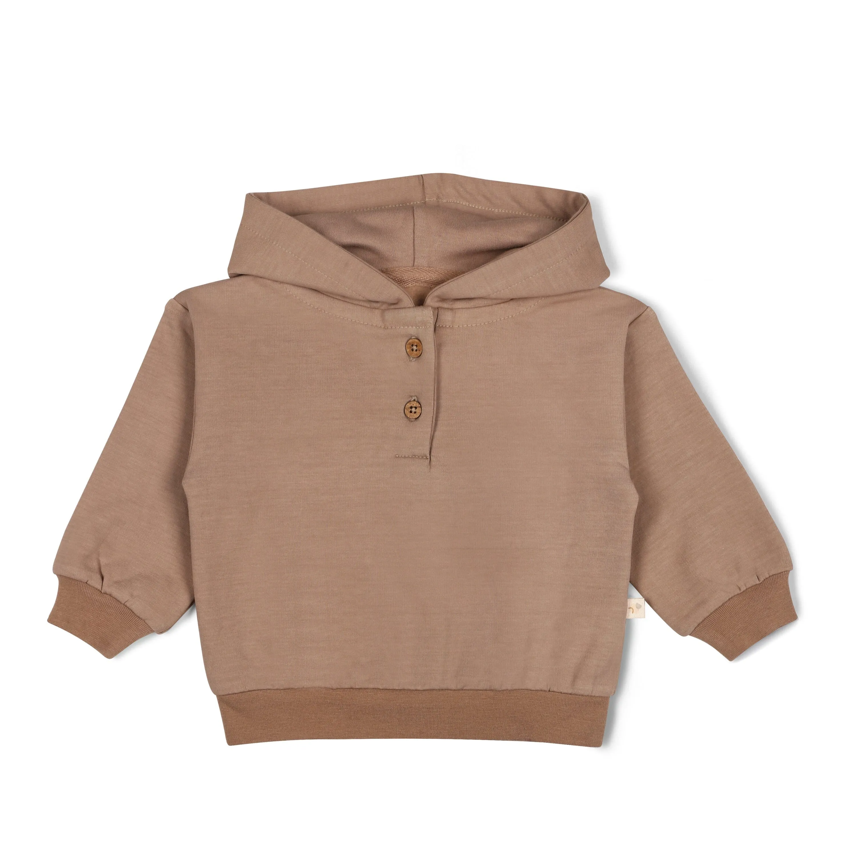 Organic Fleece Henley Hoodie | Taupe