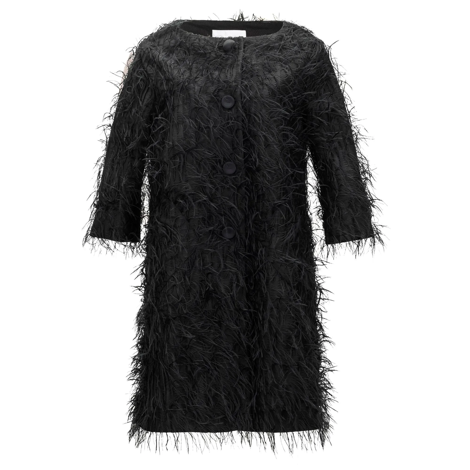 Petite Feather Couture Coat - Black