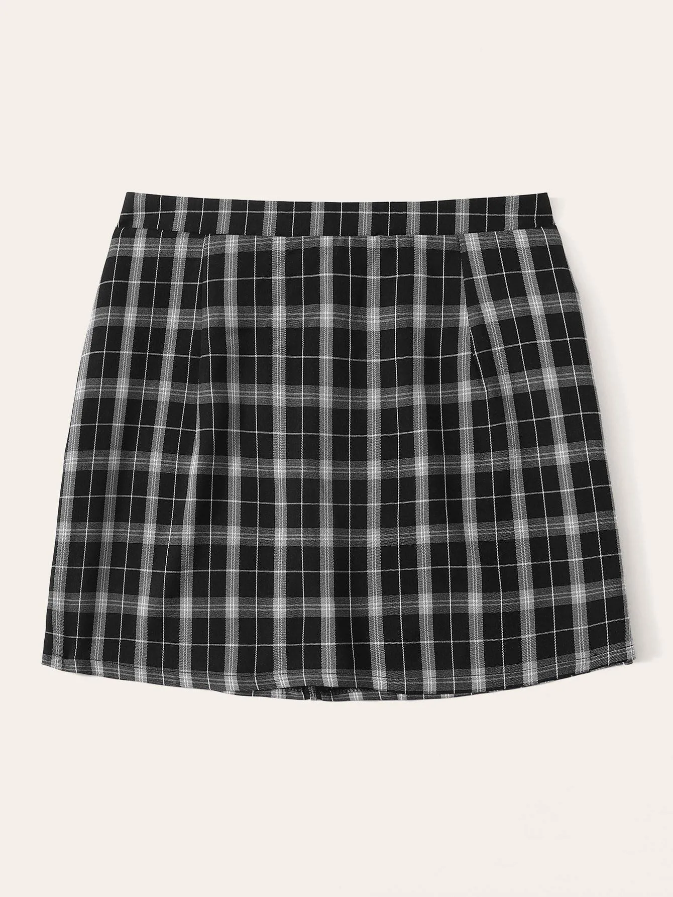 Plus Plaid Print Zip Skirt