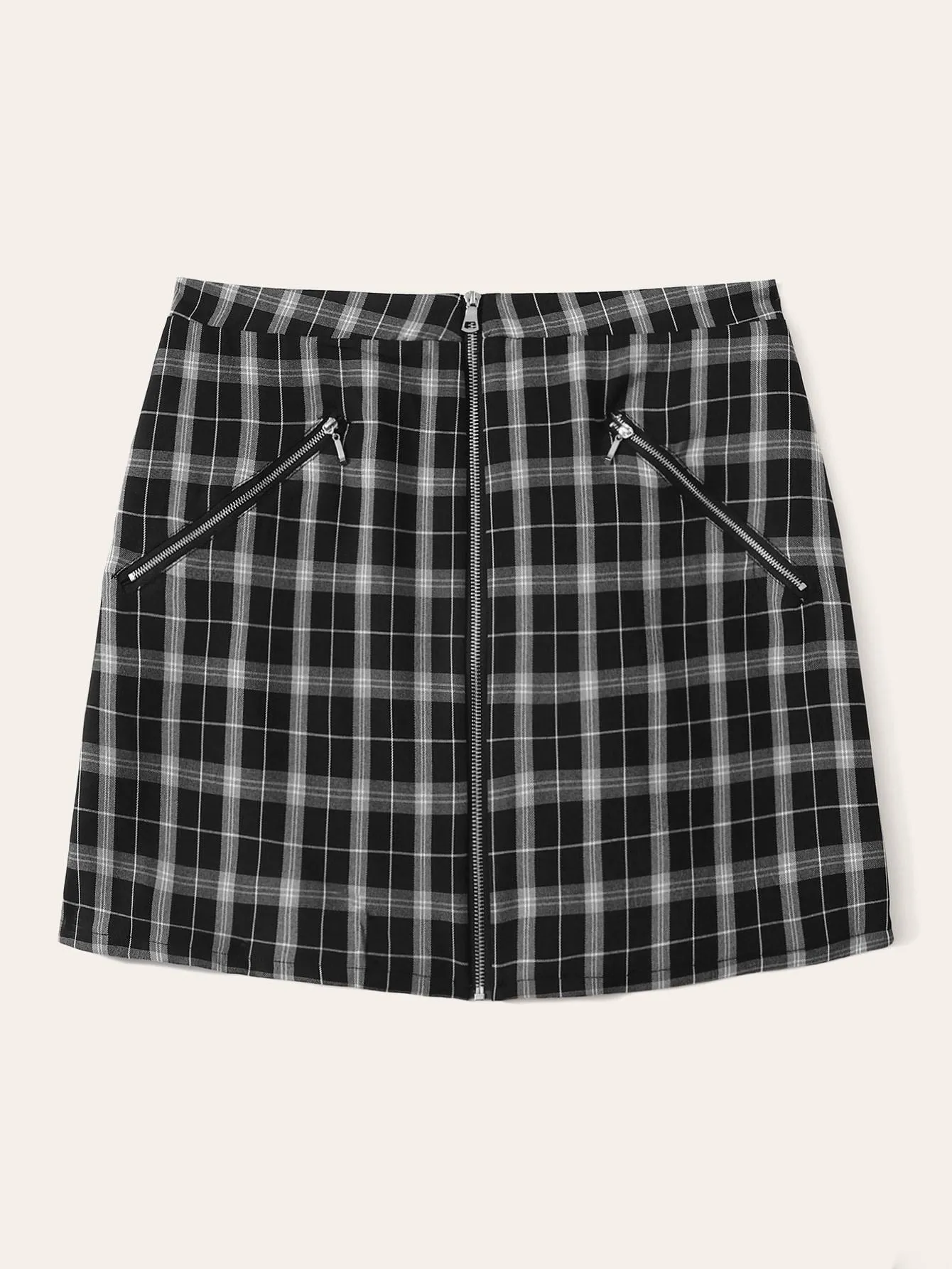 Plus Plaid Print Zip Skirt