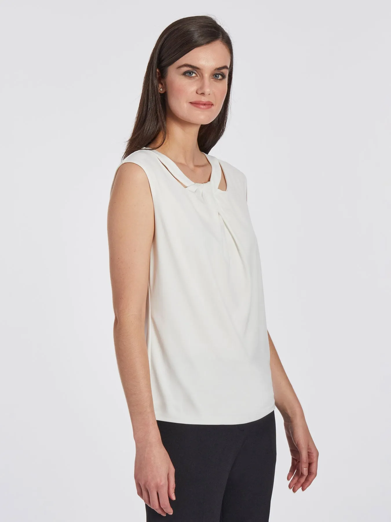 Plus Size Cap Sleeve Twist Neck Jersey Knit Top